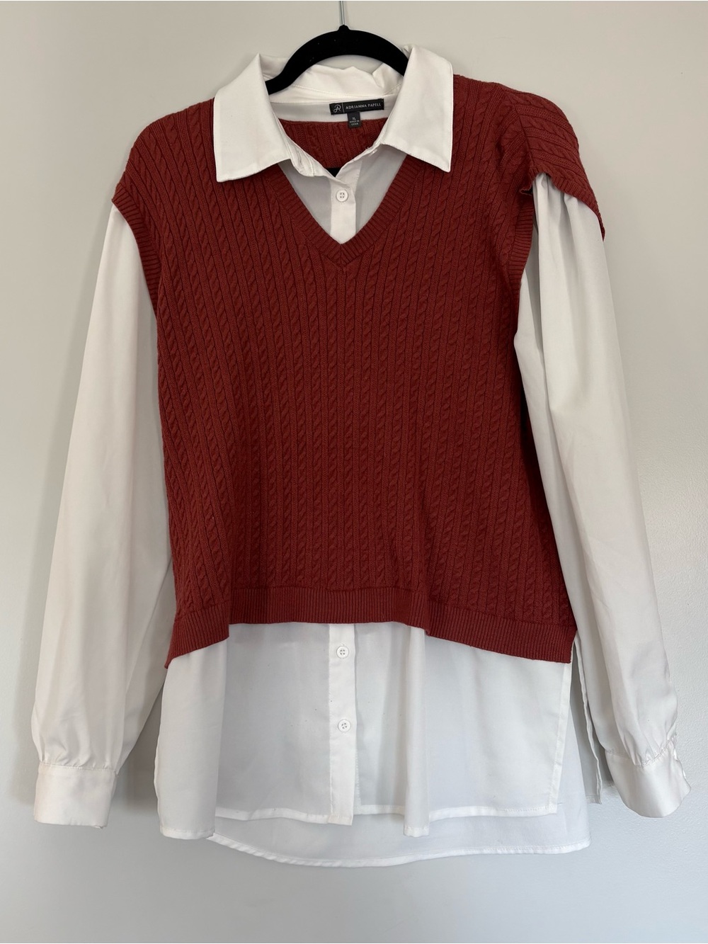 ADRIANNA PAPPELL | Button Front Sweater Vest Shirt SZ XL